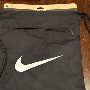 Nike Black and White Drawstring Backpack